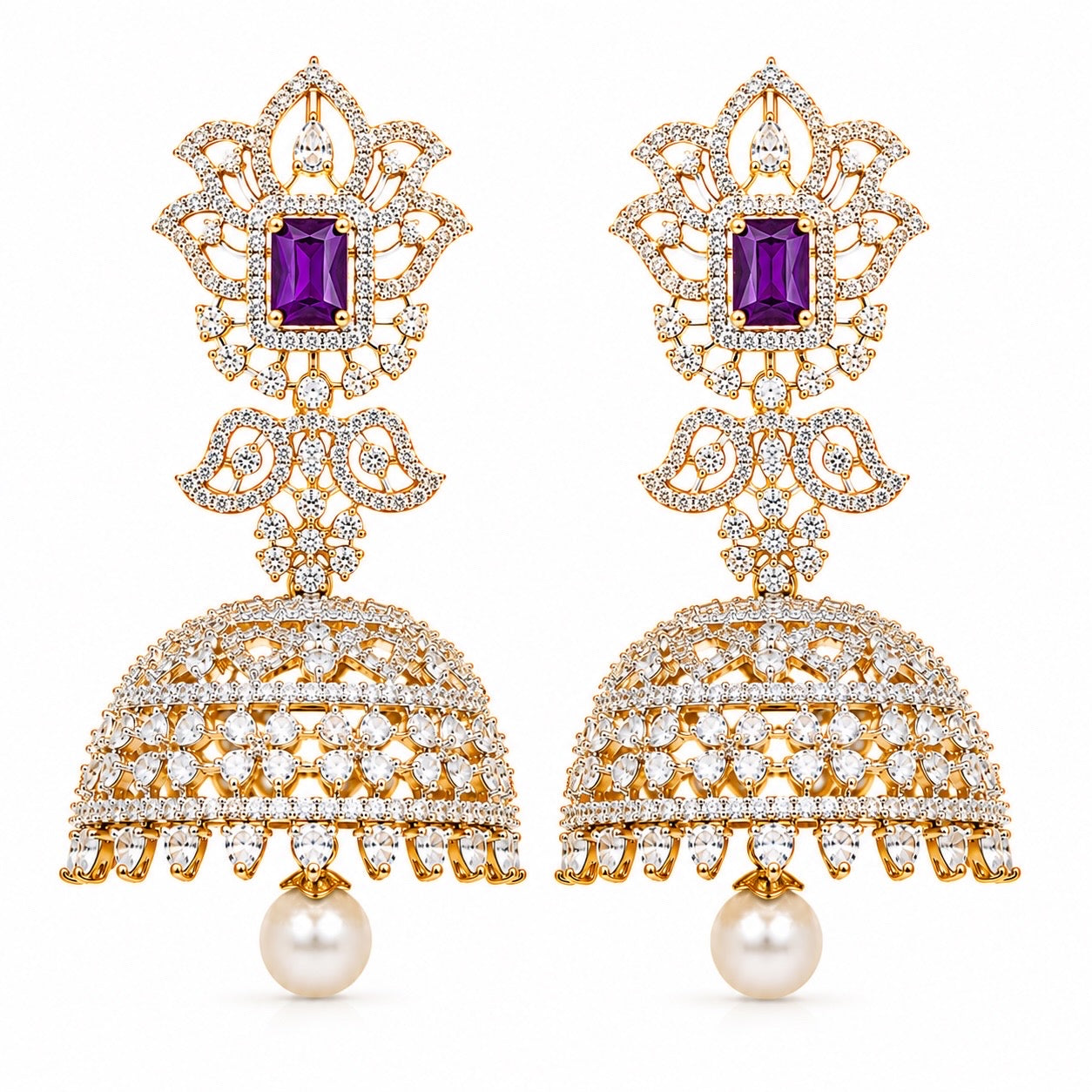 Amethyst Crystal Jhumka Earrings