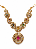 Navaratna Kundan Necklace with Moissanite Polki Pendant