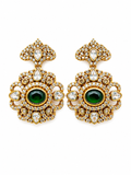 Emerald Crystal Floral Statement Earrings