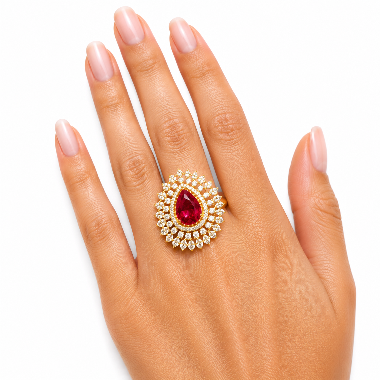 Ruby Halo Statement Ring