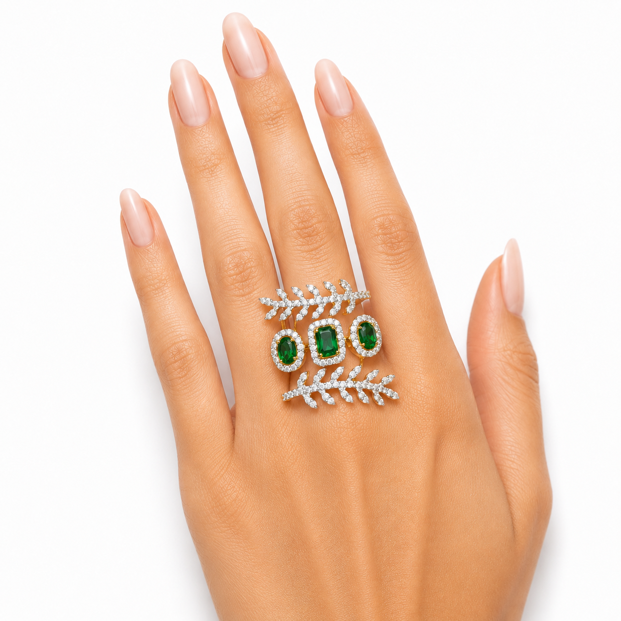 Emerald Leaf Statement Ring