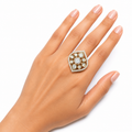 Moissanite Polki Shield Statement Ring