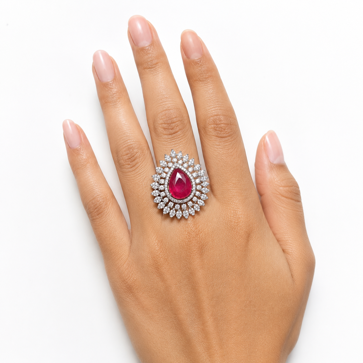 Ruby Halo Statement Ring