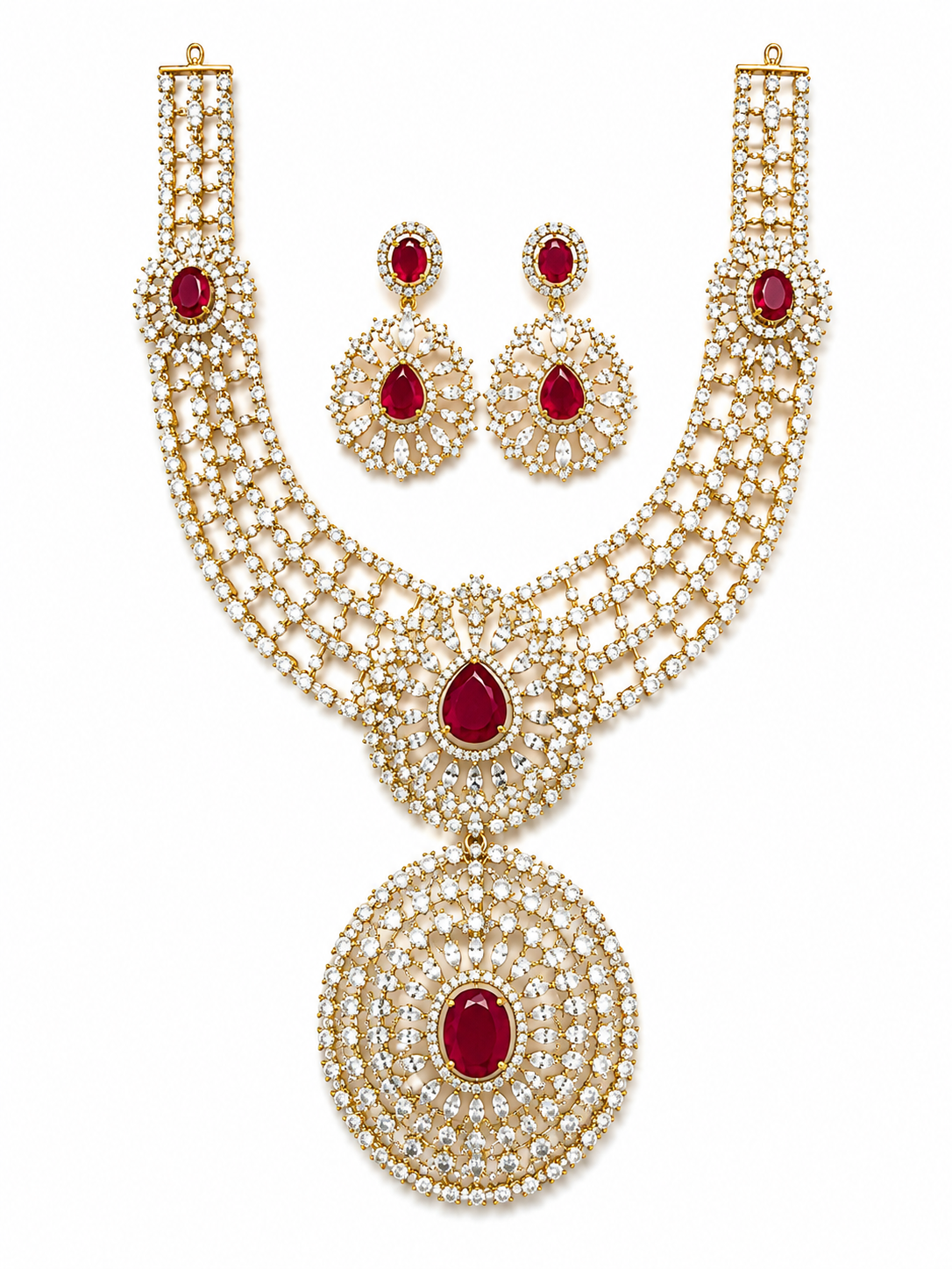 Ruby Bridal Necklace Set