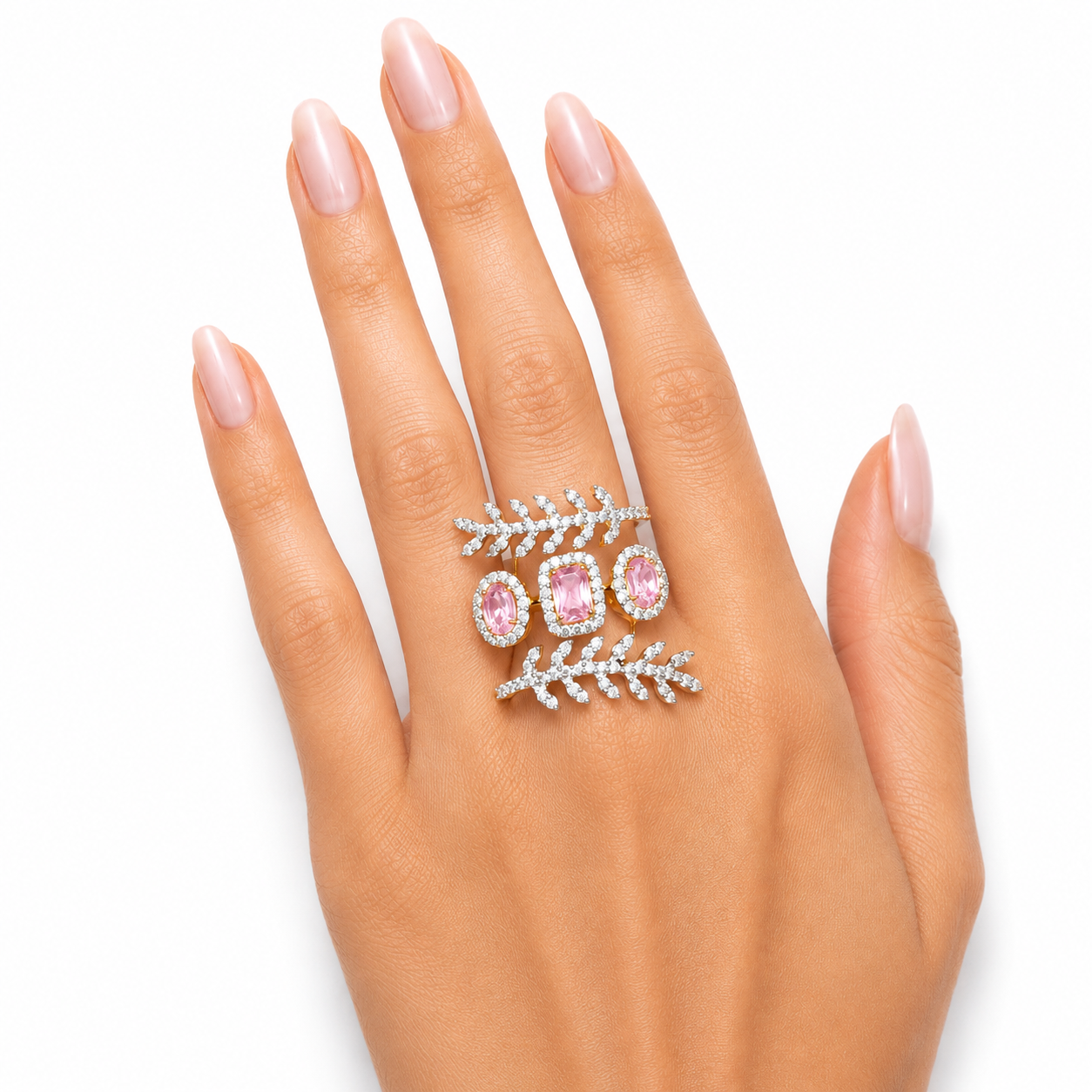 Blush Pink Leaf Statement Ring