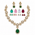 Luxury American Diamond Necklace Set with Interchangeable Stone Drops