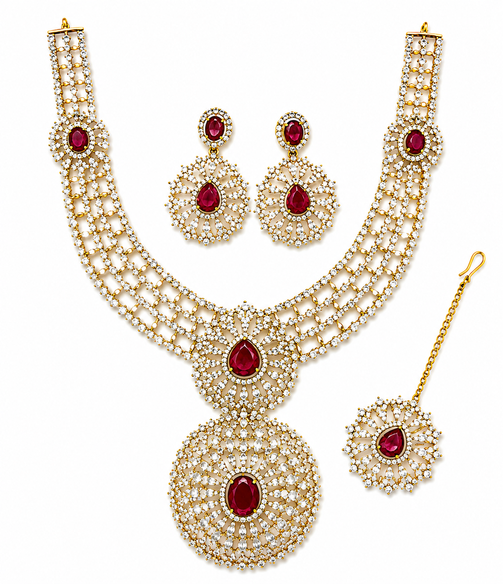 Ruby Bridal Necklace Set