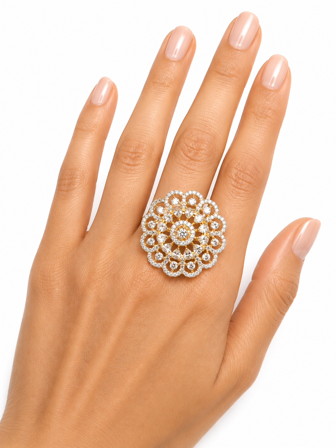 Moissanite Floral Cocktail Ring