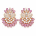 Blush Pink Floral Crystal Statement Earrings