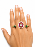 Ruby & Emerald Kundan Statement Ring