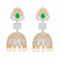 Emerald CZ Bridal Jhumka Earrings
