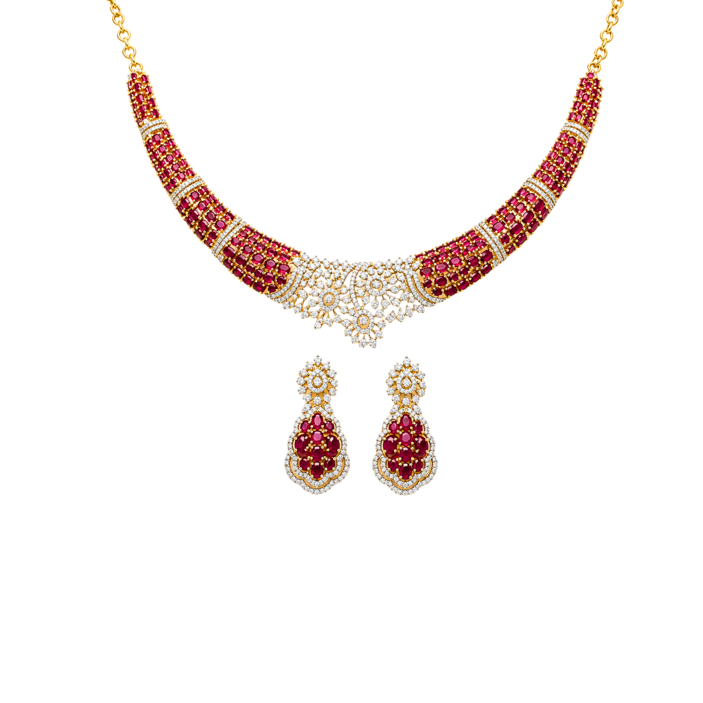 Ruby CZ Bridal Necklace Set