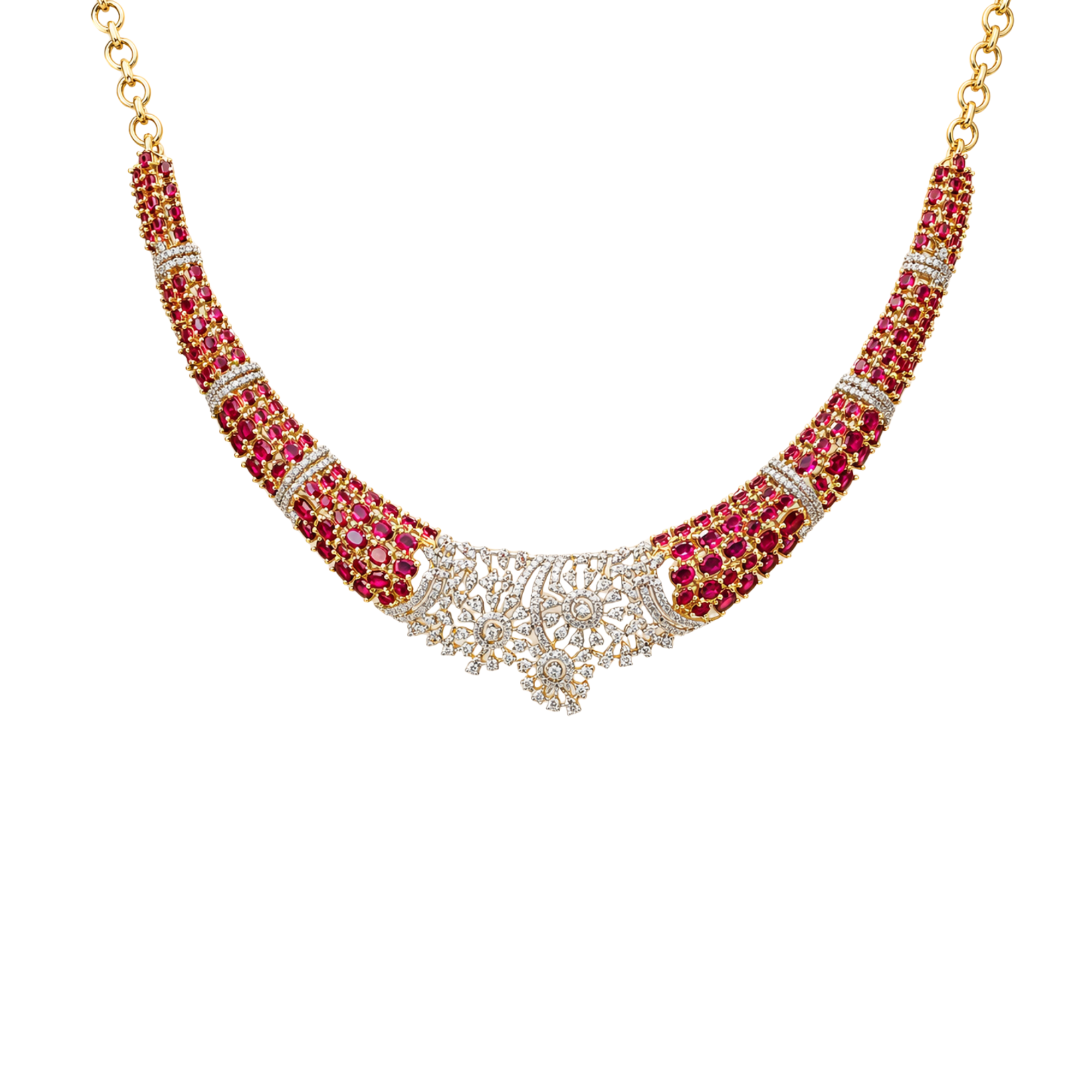 Ruby CZ Bridal Necklace Set