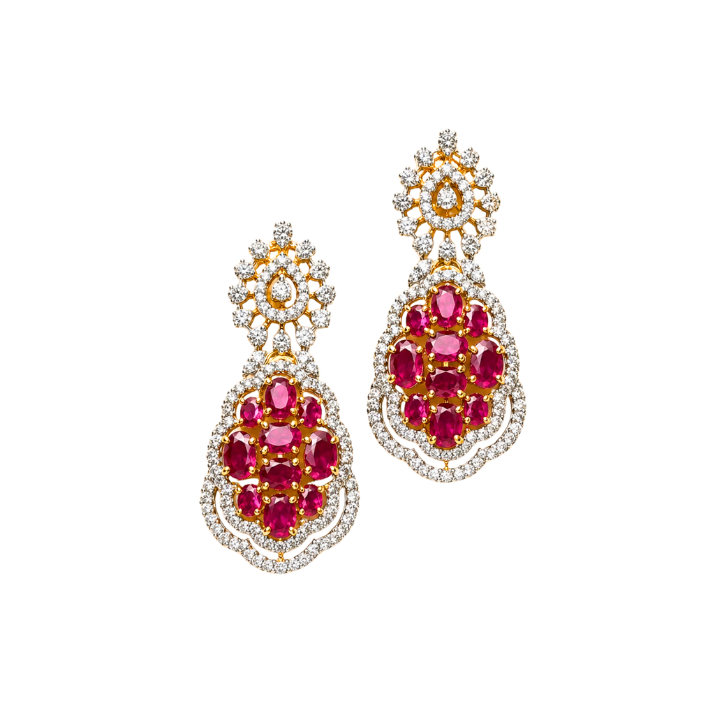 Ruby CZ Bridal Necklace Set
